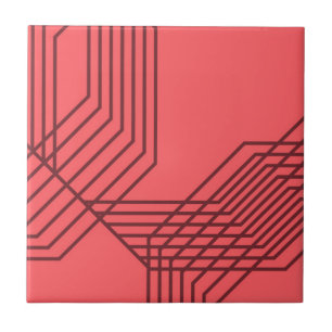 Pastel Red, enkel, modern, geometrisk design Kakelplatta
