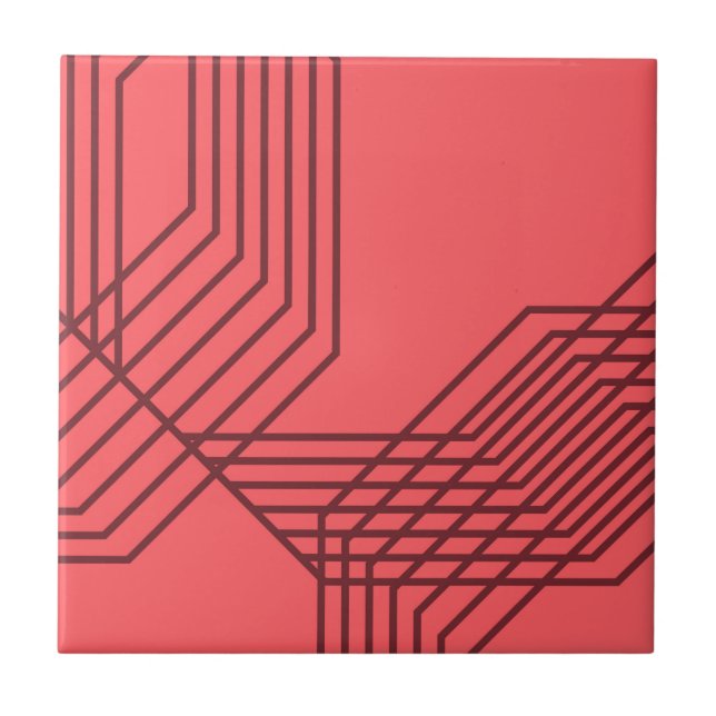 Pastel Red, enkel, modern, geometrisk design Kakelplatta (Framsidan)