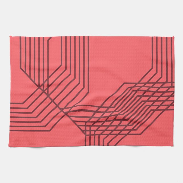 Pastel Red, enkel, modern, geometrisk design Kökshandduk (Horisontell)