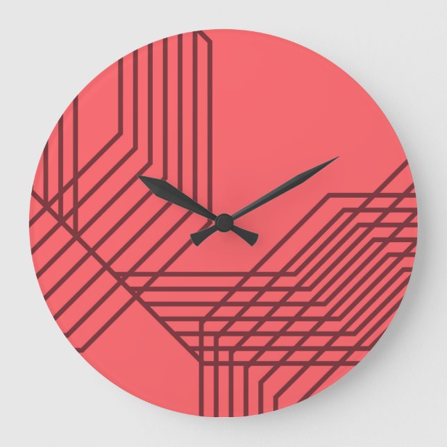 Pastel Red, enkel, modern, geometrisk design Stor Klocka (Framsida)