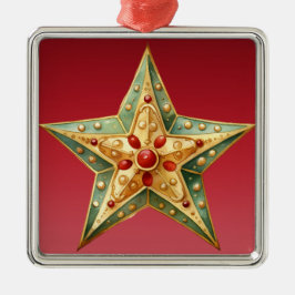 PASTEL RED GRÖNT GULD PINTED CHRISTMAS STAR JULGRANSPRYDNAD METALL