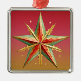 PASTEL RED GRÖNT GULD PINTED CHRISTMAS STAR JULGRANSPRYDNAD METALL
