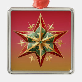 PASTEL RED GRÖNT GULD PINTED CHRISTMAS STAR JULGRANSPRYDNAD METALL