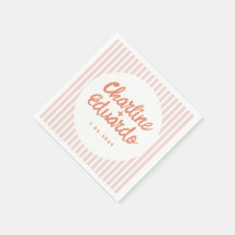 Pastel Red Handwrite Retro Bröllop Napkins