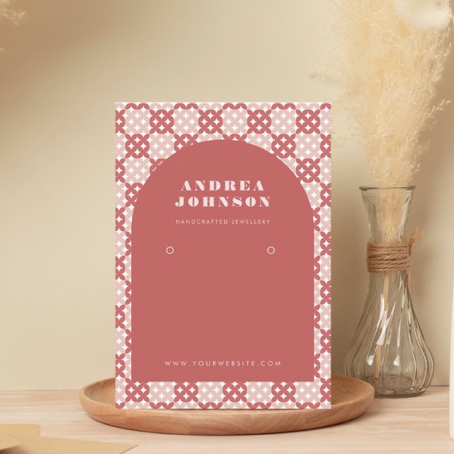 Pastel Red Mid Century Modern Arch Earring Visning Visitkort (Skapare uppladdad)