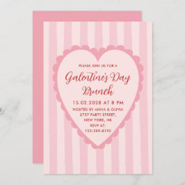 Pastel Red Pink Hand Drawn Galentine's Day Brunch Inbjudningar