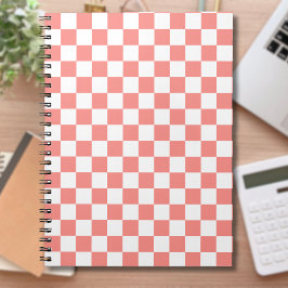 Pastel Red White Checkerboard-Vintage Anteckningsbok