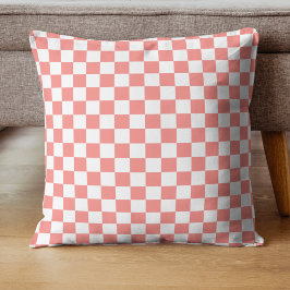Pastel Red White Checkerboard-Vintage Kudde
