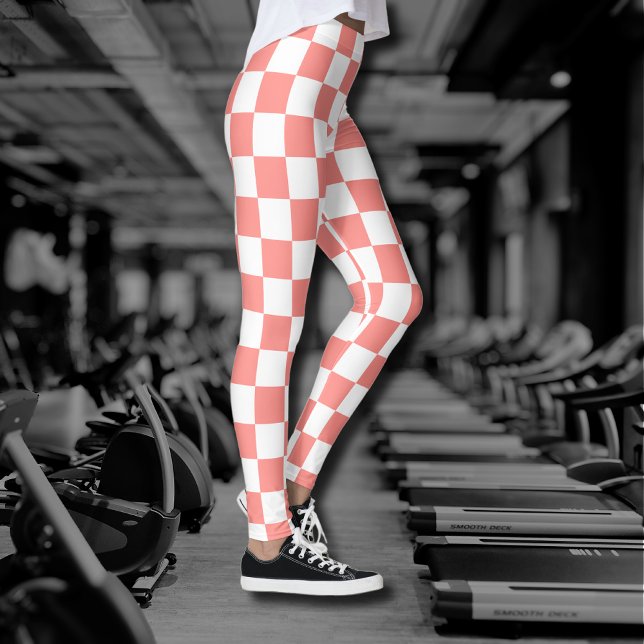 Pastel Red White Checkerboard-Vintage Leggings (Skapare uppladdad)