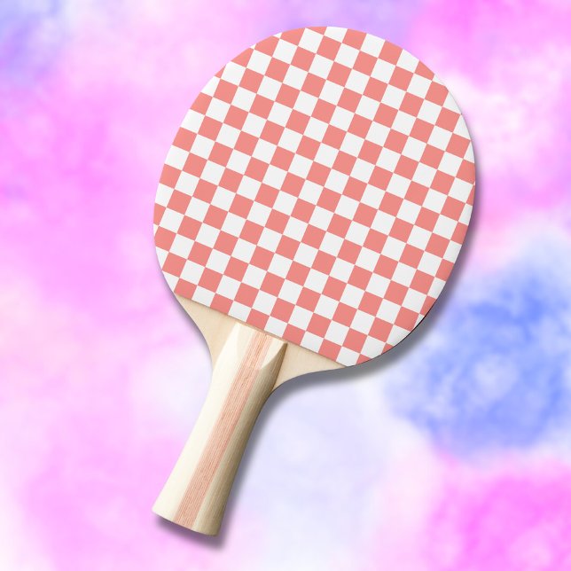 Pastel Red White Checkerboard-Vintage Pingisracket (Skapare uppladdad)