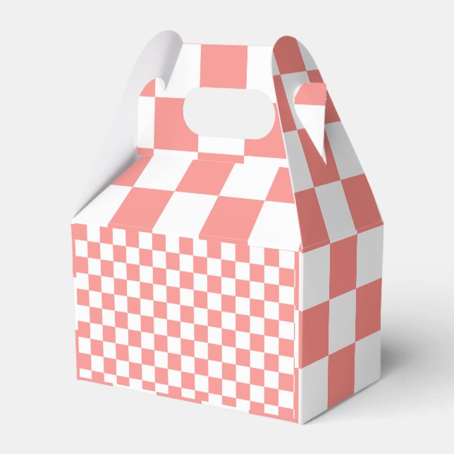 Pastel Red White Checkerboard-Vintage Presentaskar (Framsidan Sidan)