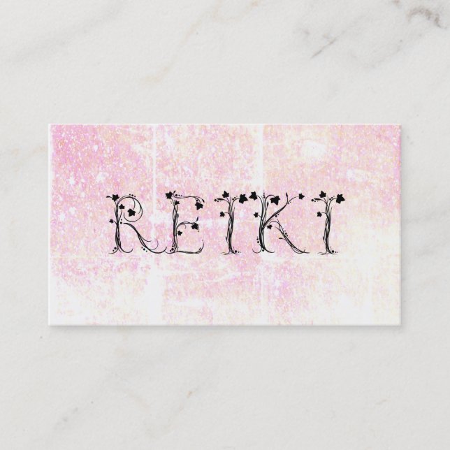 *~* Pastel REIKI Ivy Typography Grunge Glitter Visitkort (Framsida)