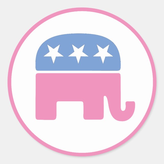 Pastel Republican Elephant Runt Klistermärke (Framsida)