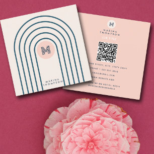 Pastel Retro Abstrakt Geometric Linjer Arches Fyrkantigt Visitkort