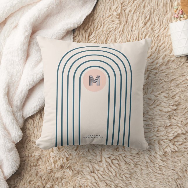 Pastel Retro Abstrakt Geometric Linjer Arches Kudde (Filt)
