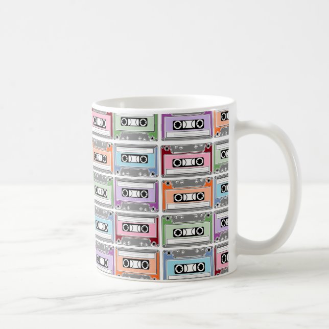 Pastel Retro Cassette Tapes Mönster Kaffemugg (Höger)