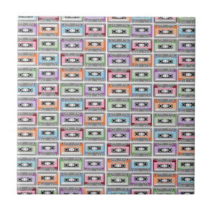 Pastel Retro Cassette Tapes Mönster Kakelplatta