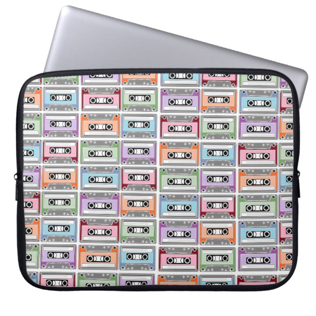 Pastel Retro Cassette Tapes Mönster Laptop Fodral (Framsidan)