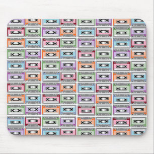 Pastel Retro Cassette Tapes Mönster Musmatta