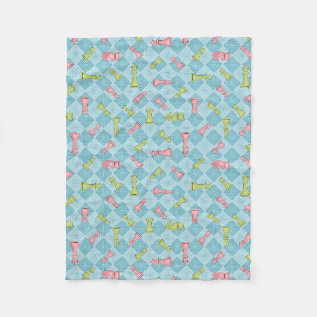 Pastel Retro Chess Board Fleecefilt (Framsidan)