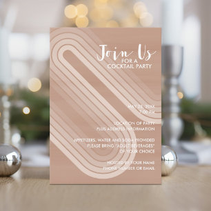 Pastel Retro Curvy Linjer Champagne - Julfest Inbjudningar