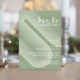 Pastel Retro Curvy Linjer Juniper - Julfest Inbjudningar