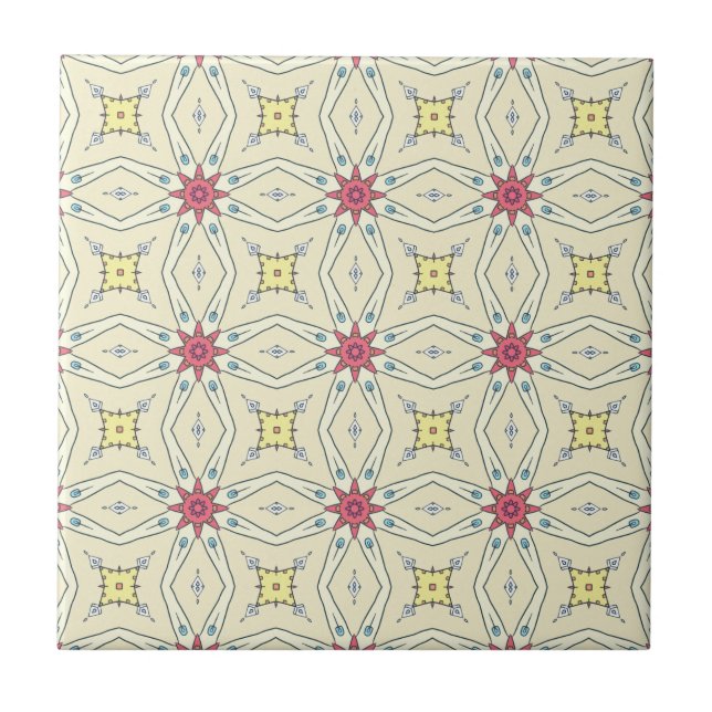 Pastel Retro Geometric Mönster Kakelplatta (Framsidan)
