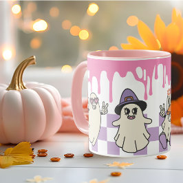 Pastel retro Ghost Crew Girly Happy halloween Mugg