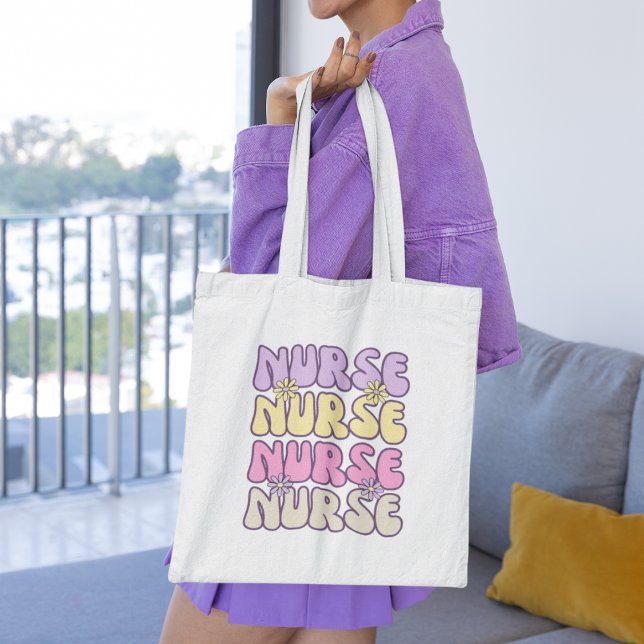 Pastel Retro Groovy Nurse Tygkasse (Skapare uppladdad)