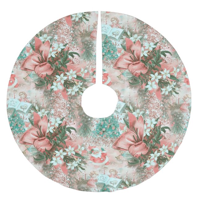 Pastel Retro jul Vignette Julgransmatta Borstad Polyester (Framsidan)