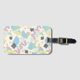 Pastel Retro Memphis Pattern Swirls Bagagebricka
