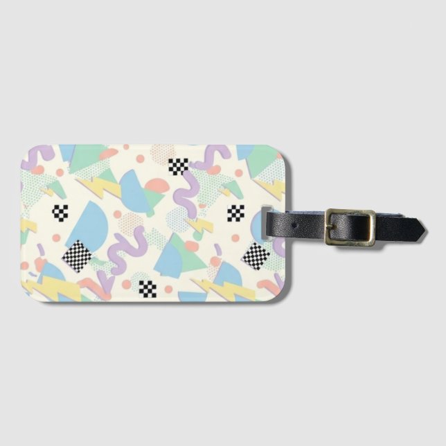 Pastel Retro Memphis Pattern Swirls Bagagebricka (Framsida horisontal)