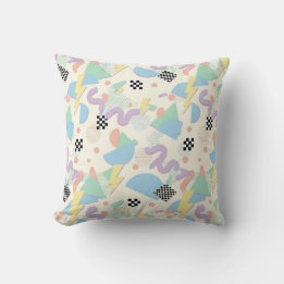 Pastel Retro Memphis Pattern Swirls Kudde