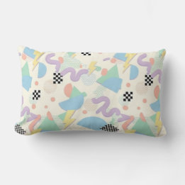 Pastel Retro Memphis Pattern Swirls Lumbarkudde