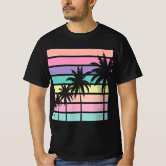 Pastel Retro Palm Tree, Palm Tree Beach  T Shirt
