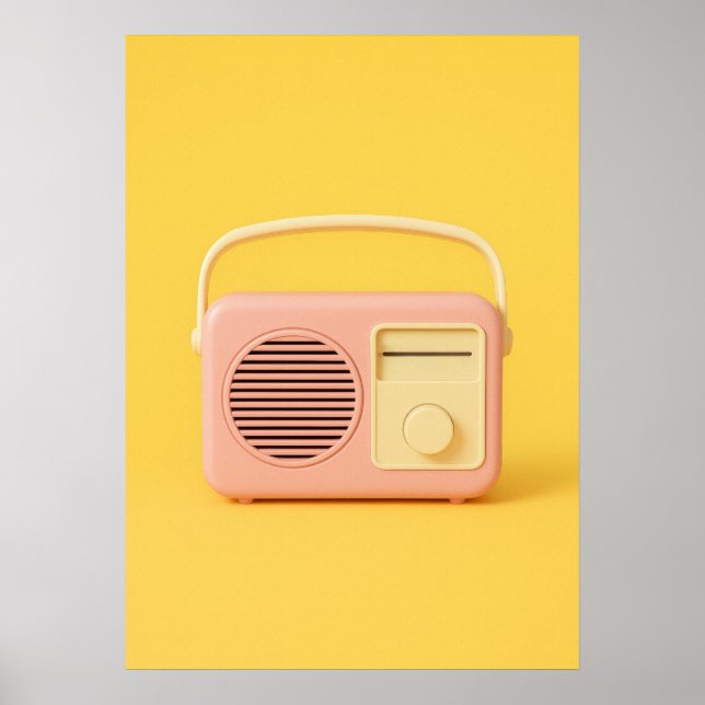 Pastel Retro Radio Minimalist Pop Art Poster (Framsidan)