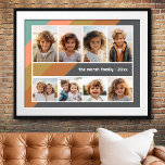Pastel Retro Rand - 8 fotokollage Poster<br><div class="desc">Framsida - 8 fotomall i ett enkelt rutnät med vit gräns. En roligt,  rand mönster med ränder på en grått bakgrund. och ett enkelt teckensnitt gör en modern,  minimal design.</div>