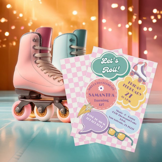 Pastel Retro Roller Skating Party Invitation (Skapare uppladdad)