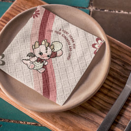 Pastel Retro Rosa Cute Balloons Baby Dragon Pappersservett