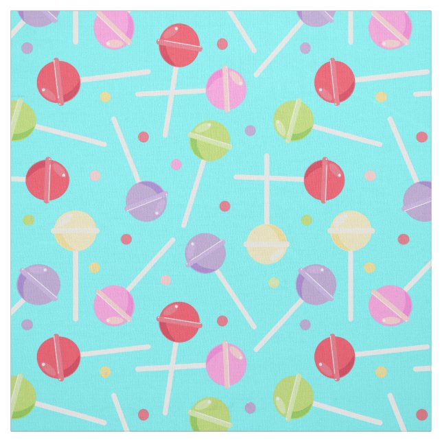 Pastel Retro Sweet Shop Candy Lollipops Mönster Tyg (Provkarta)