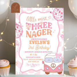 Pastel Retro Van Groovy Little Miss Threenager Inbjudningar