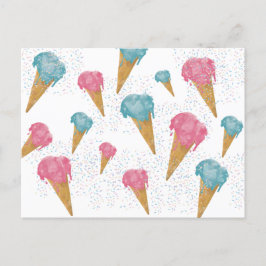 Pastel Retro Watercolor Ice Cream & Sprinkles Helg Vykort