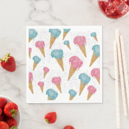 Pastel Retro Watercolor Ice Cream & Sprinkles Pappersservett