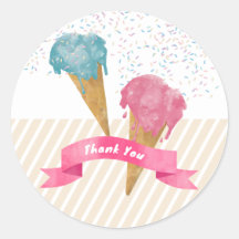 Pastel Retro Watercolor Ice Cream & Sprinkles