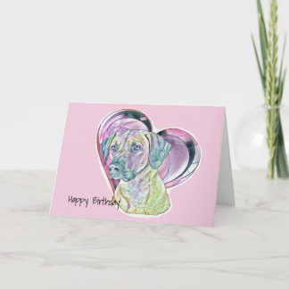 Pastel Rhodesian Ridgeback - fastkedjat glashjärta Kort