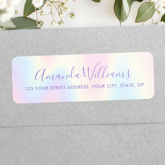 Pastel Rinbow calligraphy script returadress Etikett (Pastel rainbow calligraphy script return address label)