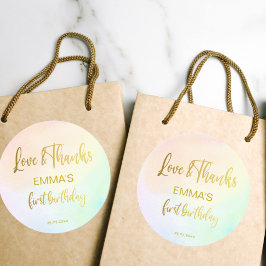 Pastel Rinbow ombre första födelsedagstack Runt Klistermärke