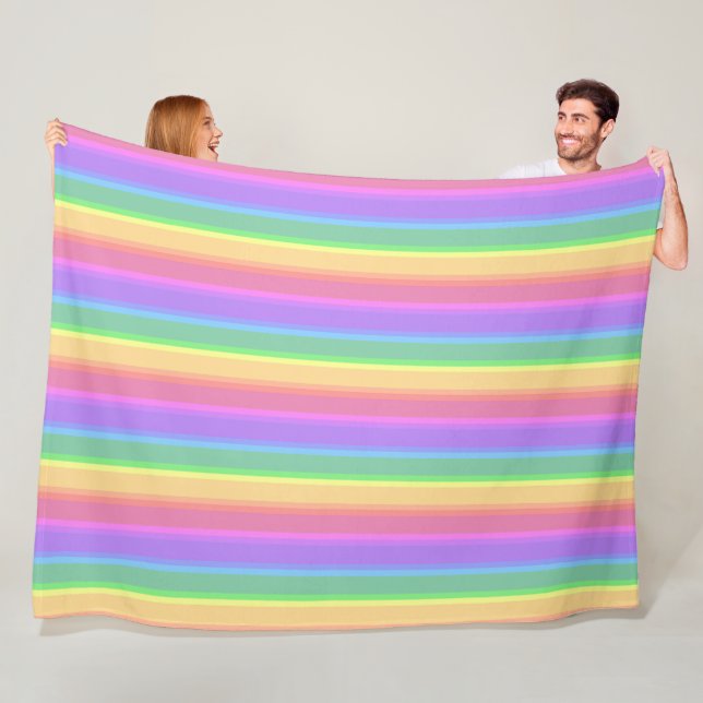Pastel Rinbow rand Fleecefilt (På plats)