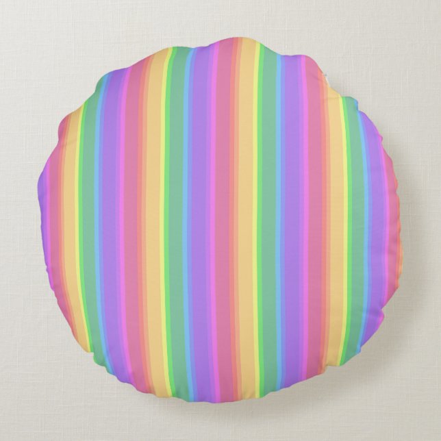 Pastel Rinbow rand Rund Kudde (Baksidan)