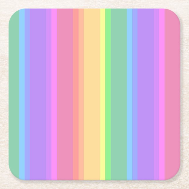 Pastel Rinbow rand Underlägg Papper Kvadrat (Framsidan)